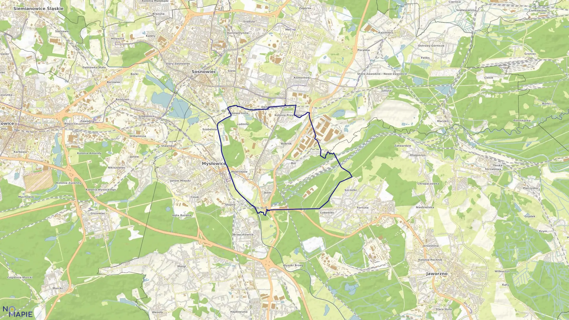 Mapa obrębu 12 w mieście Sosnowiec